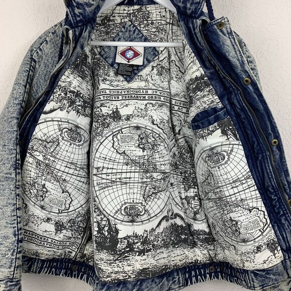 Vintage Horizon Outer Wear Jacket Adult Large Acid Wash Mario Blue Jean Denim - Picture 12 of 16